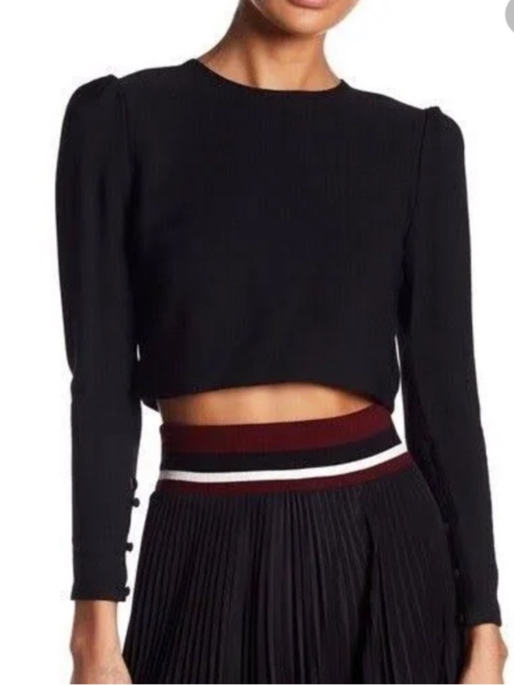 NWT A.L.C Talia Long Sleeve Black Cropped Top size 8